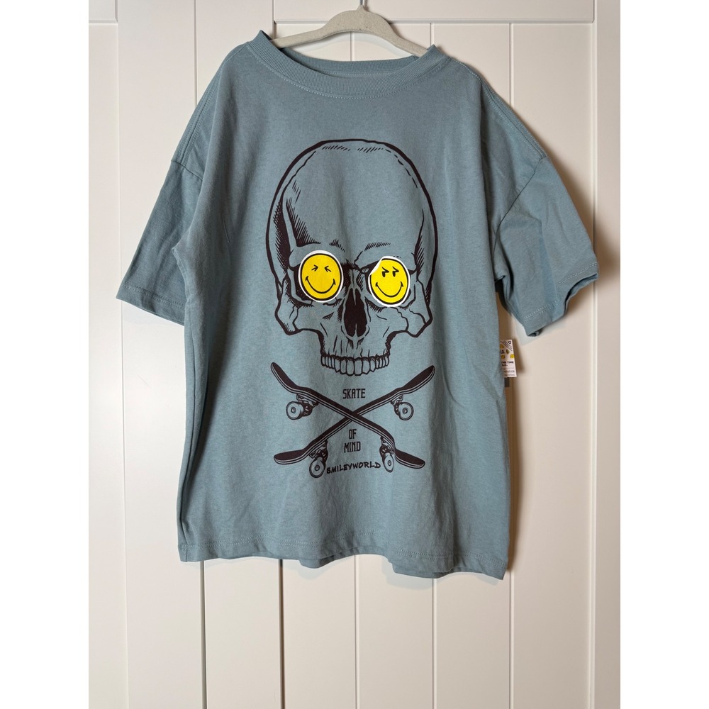 SmileyWorld Boys Skate of Mind Skull Graphic T-Shirt Blue Size S (6-7) NWT‎